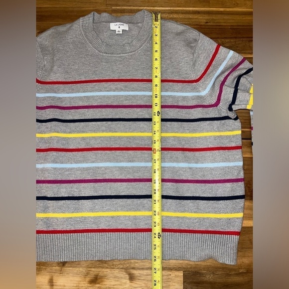 La Ligne x Target Crew Neck Gray Rainbow Striped Cashmere Blend Sweater Sz 2X - Picture 9 of 12